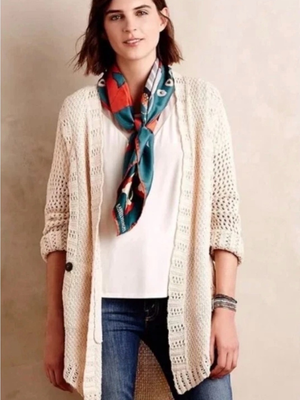 Angel Of The North Silva Circle Cardigan Size L Natural Crochet Anthropologie